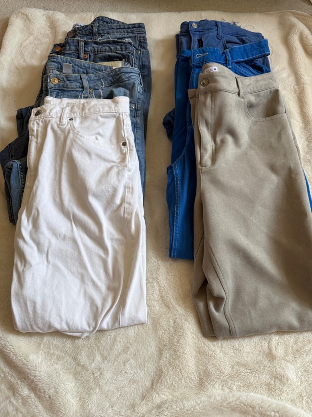 Denim/Jean/Pant Bundle - White, Blue, Denim, Taupe